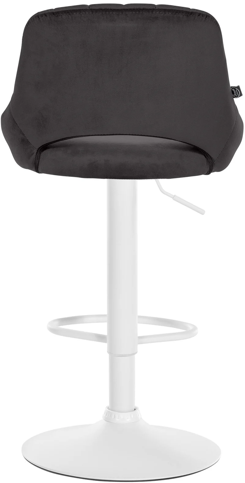 Lot de 2 tabourets de bar réglables en velours noir dossier ajouré et pied métal blanc 10_0006144