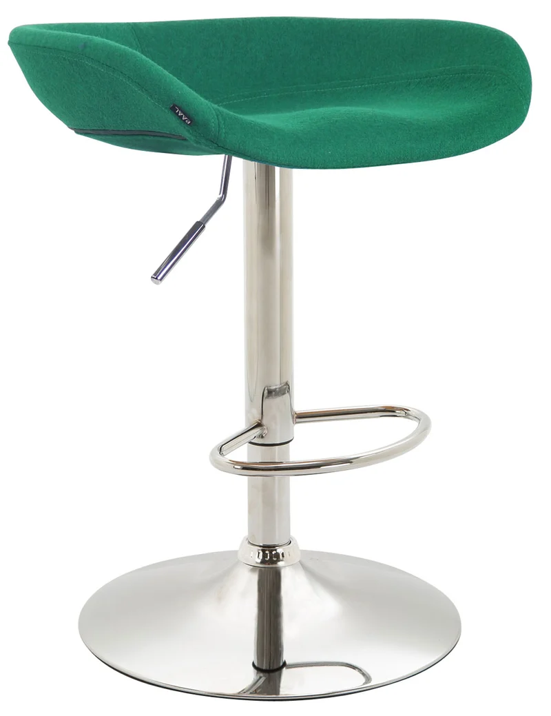 Tabouret de bar assise réglable en hauteur et pivotant en feutrine vert pieds tulipe en métal chromé avec repose-pieds 10_0001051