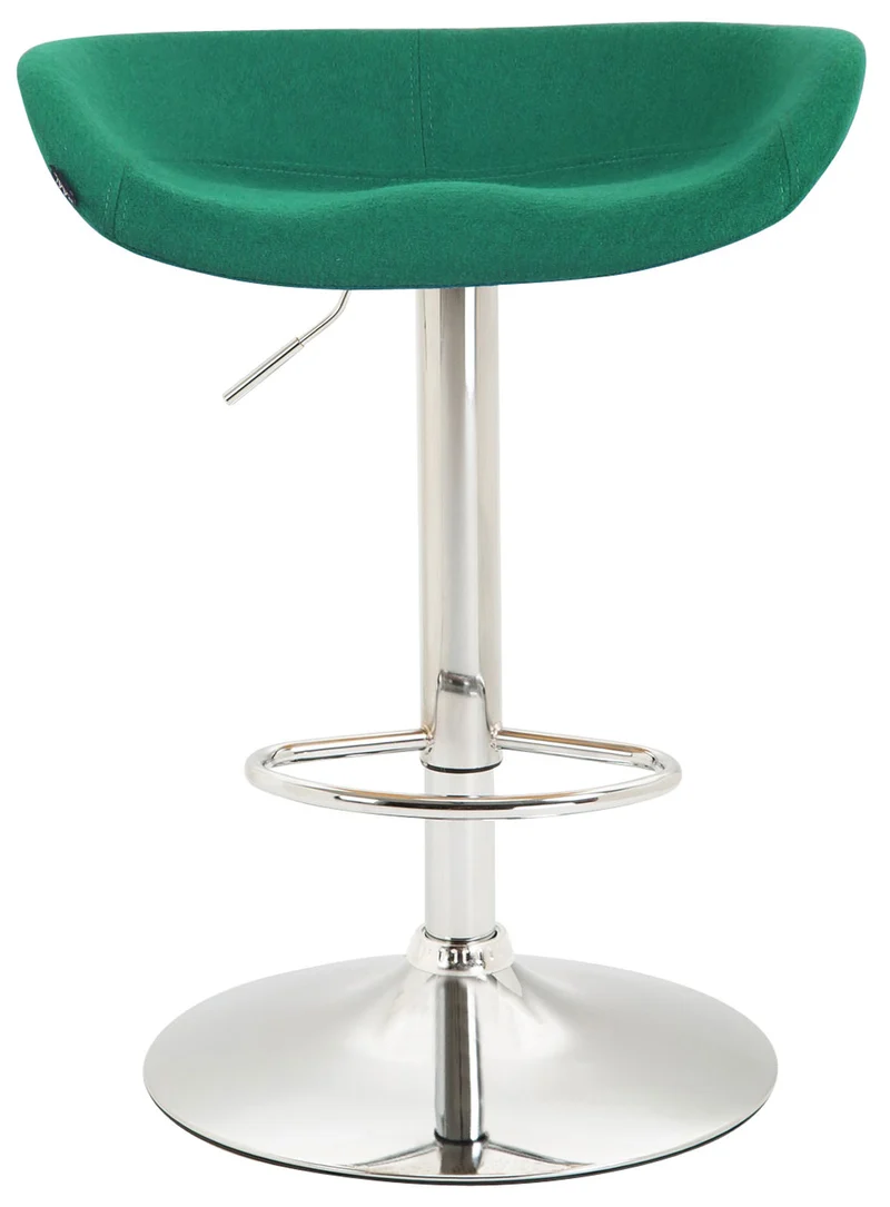 Tabouret de bar assise réglable en hauteur et pivotant en feutrine vert pieds tulipe en métal chromé avec repose-pieds 10_0001051
