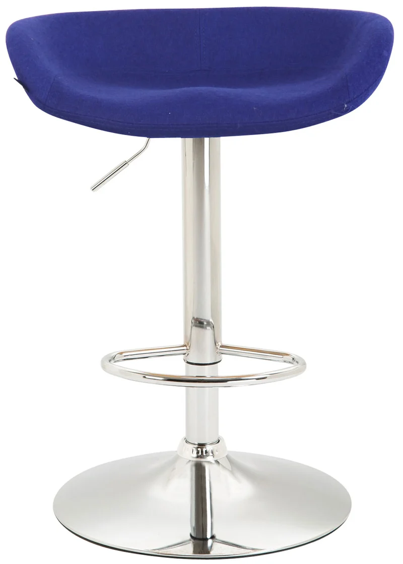 Tabouret de bar assise réglable en hauteur et pivotant en feutrine bleu pieds tulipe en métal chromé avec repose-pieds 10_0000641
