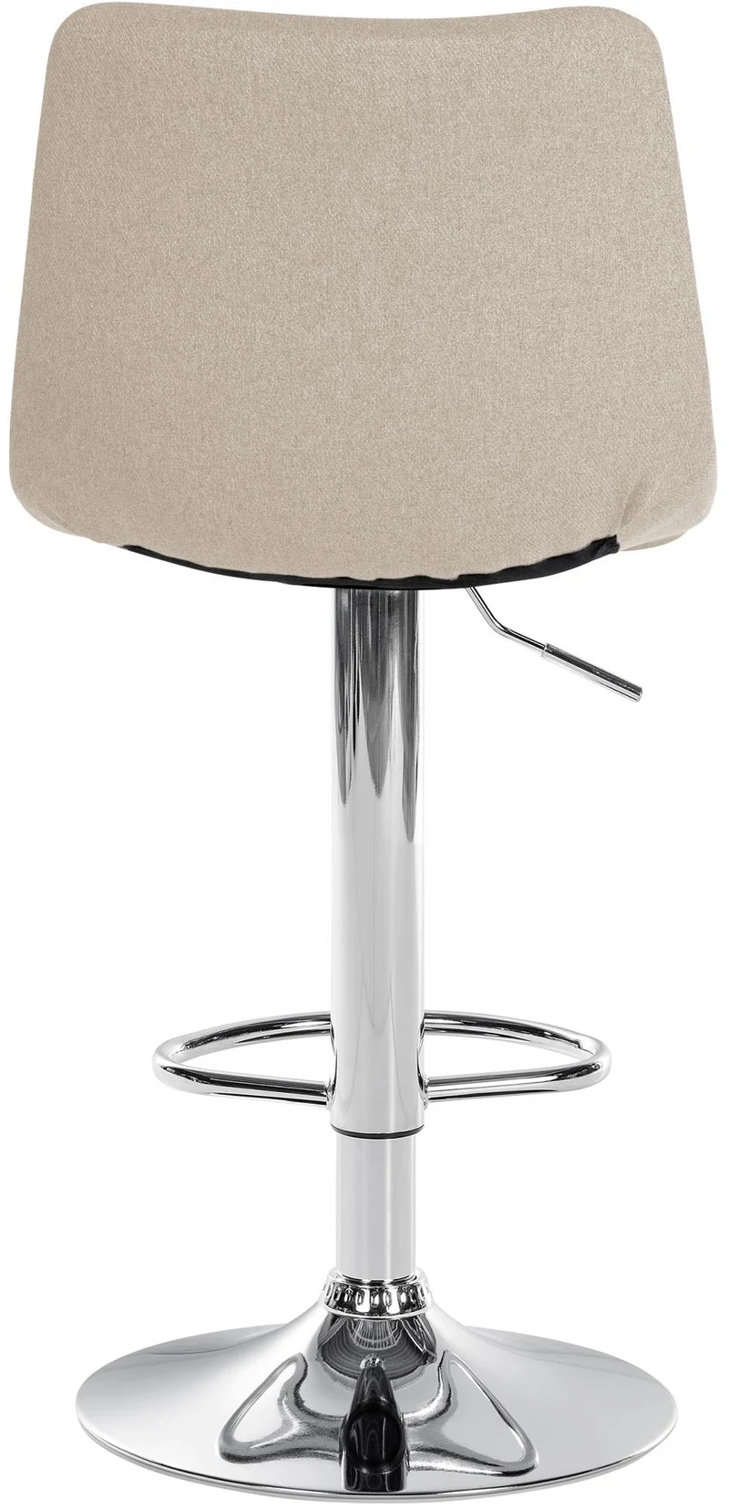 Tabouret de bar x1 moderne en tissu crème motif matelassé piètement trompette métal chromé 10_0005967