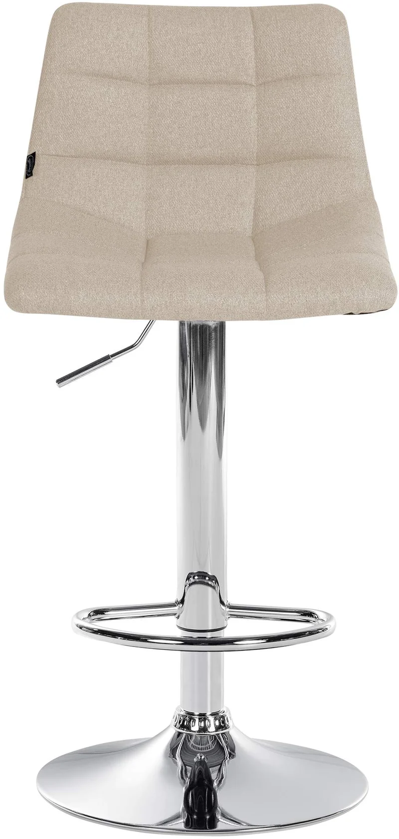 Tabouret de bar x1 moderne en tissu crème motif matelassé piètement trompette métal chromé 10_0005967