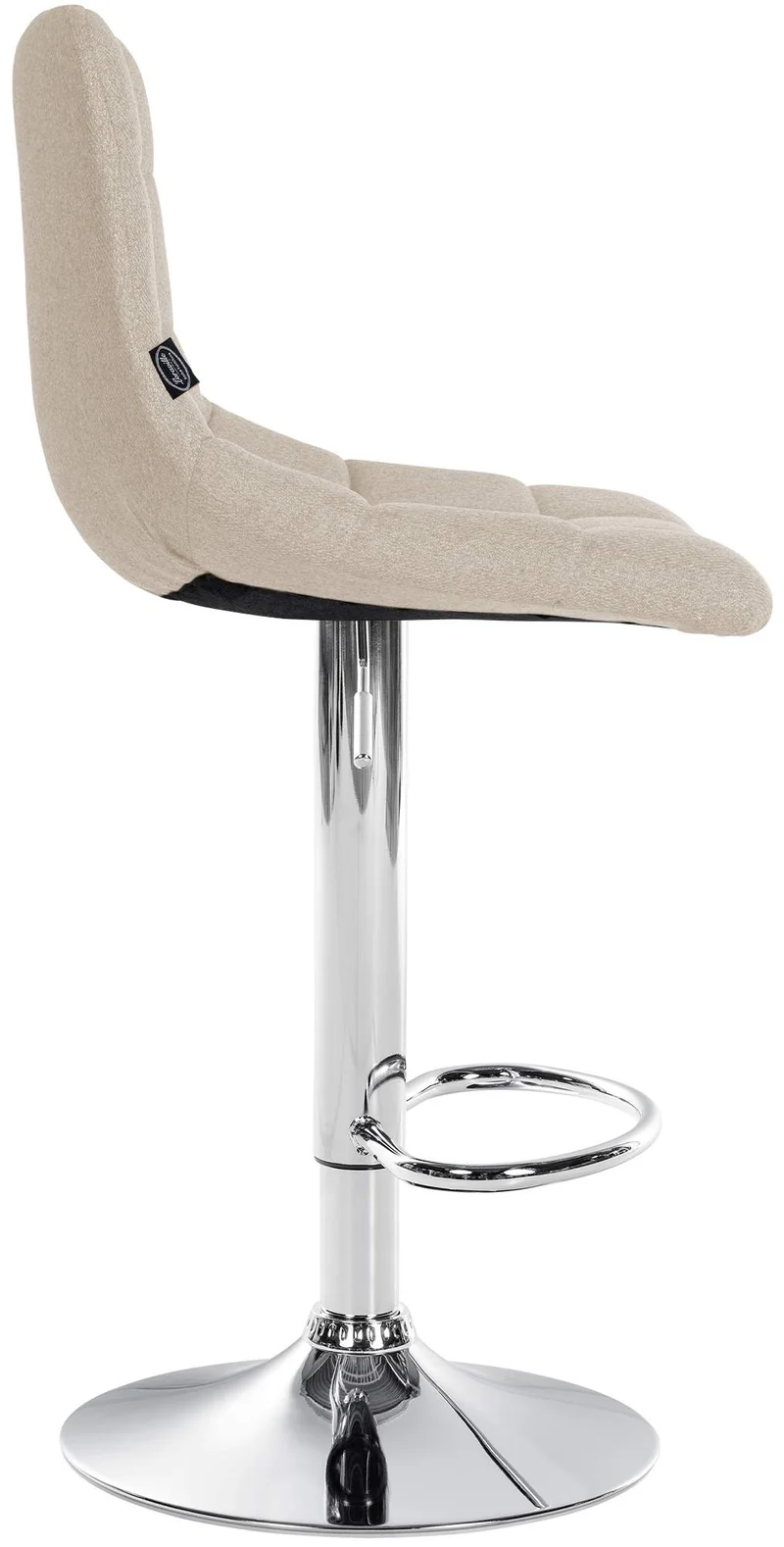 Tabouret de bar x1 moderne en tissu crème motif matelassé piètement trompette métal chromé 10_0005967
