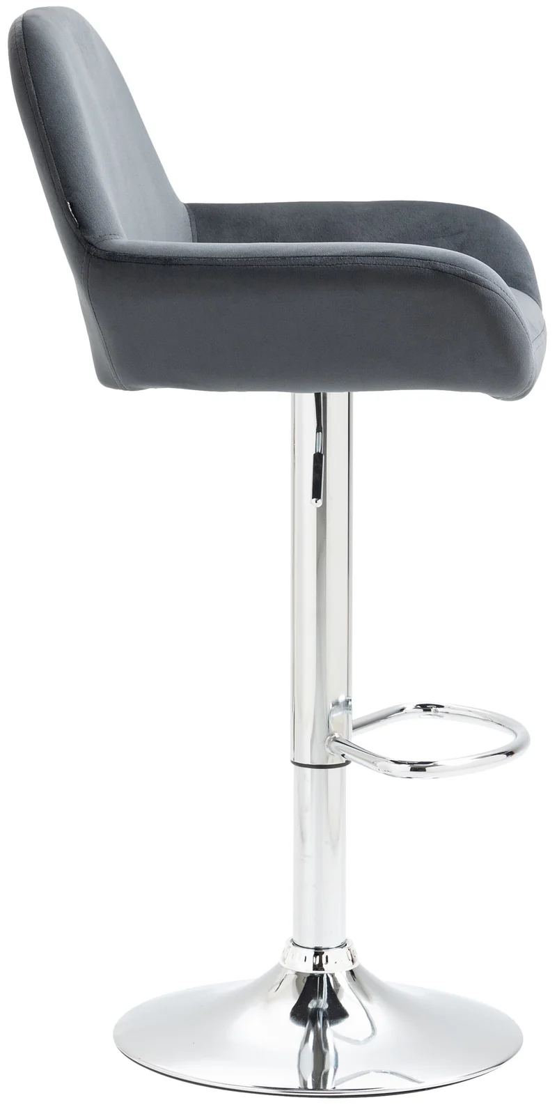 Lot de 2 tabourets de bar repose-pieds en forme d'arc en métal chromé assise en velours gris foncé 10_0004031