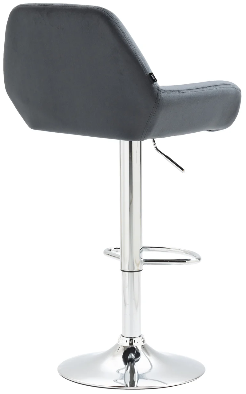 Lot de 2 tabourets de bar repose-pieds en forme d'arc en métal chromé assise en velours gris foncé 10_0004031