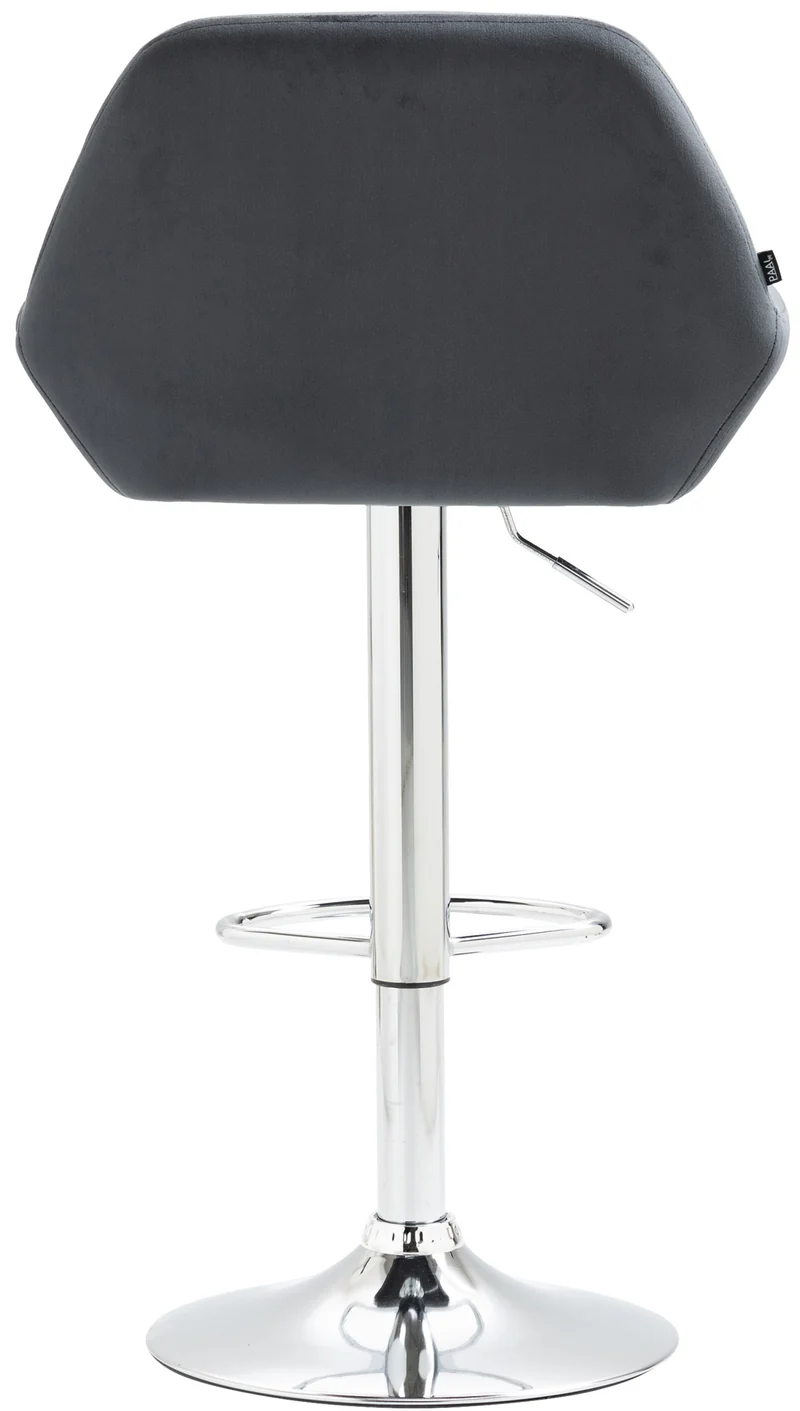 Lot de 2 tabourets de bar repose-pieds en forme d'arc en métal chromé assise en velours gris foncé 10_0004031
