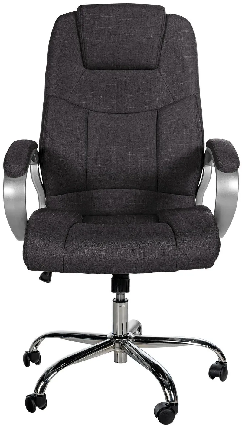 Fauteuil de bureau ergonomique est confortable en tissu noir et métal chromé 10_0002386