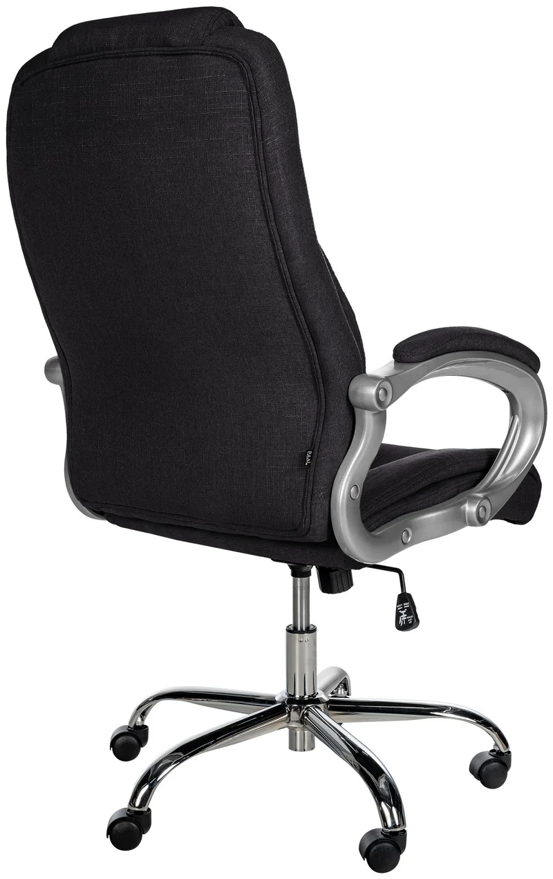 Fauteuil de bureau ergonomique est confortable en tissu noir et métal chromé 10_0002386