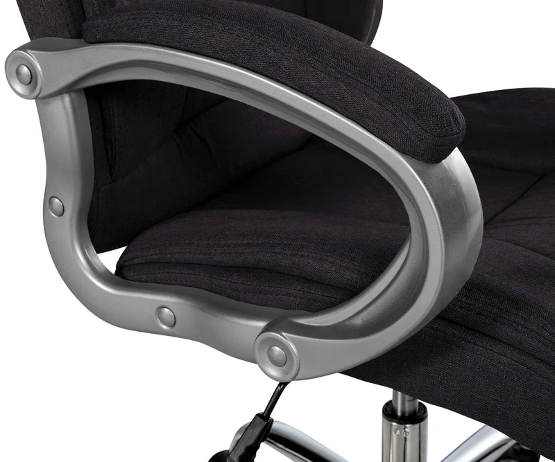 Fauteuil de bureau ergonomique est confortable en tissu noir et métal chromé 10_0002386
