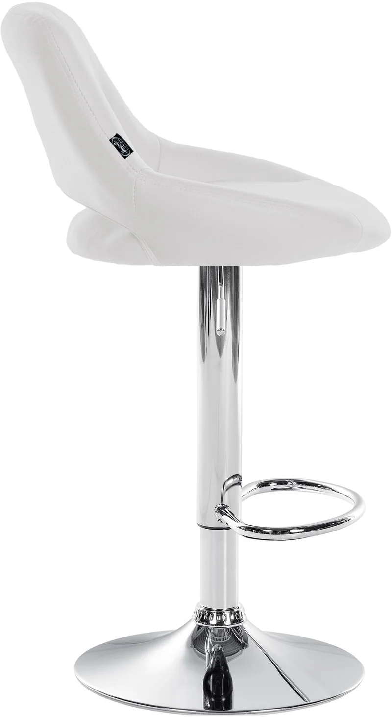 Lot de 2 tabourets de bar avec repose-pieds en forme d'arc assise en similicuir blanc cadre en métal TDB10754