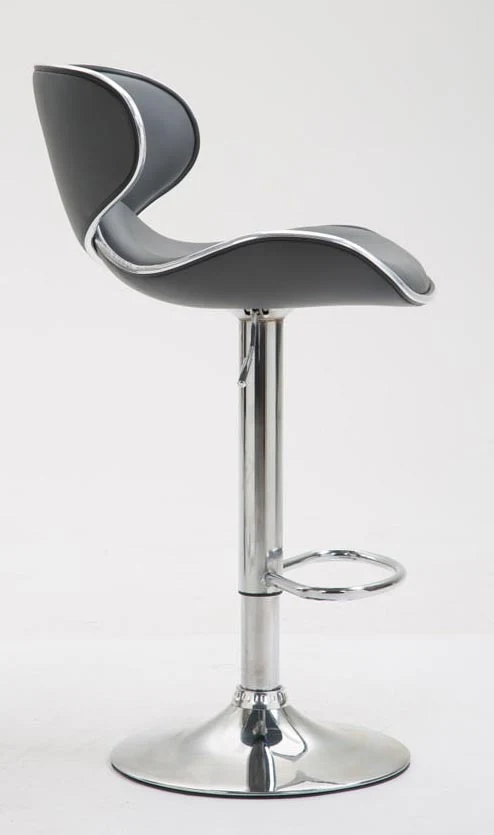 Tabouret de bar chaise de bar x2 hauteur réglable avec repose pieds en synthétique gris et métal TDB10131