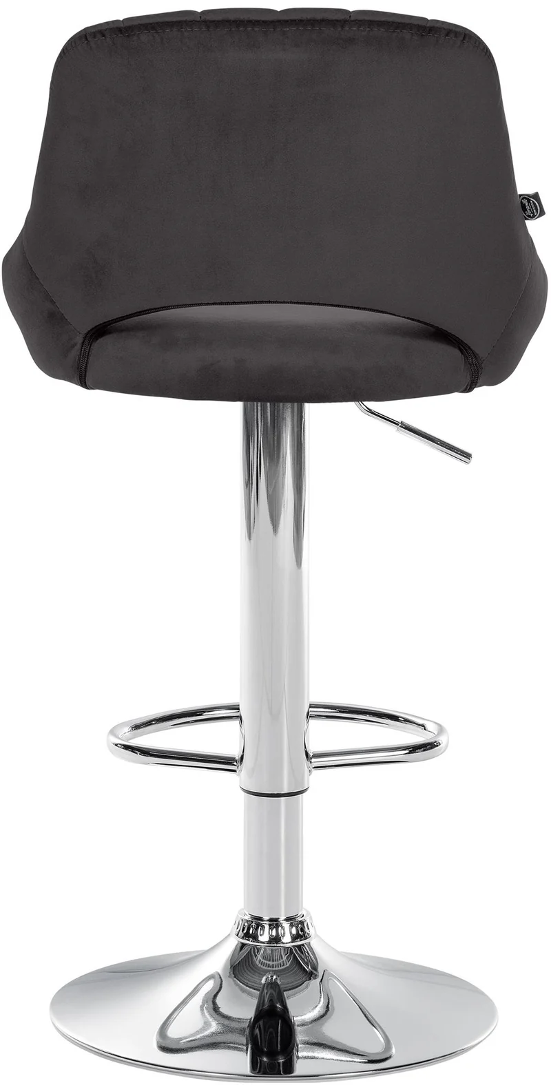 Tabouret de bar x1 avec repose-pieds pivotant et réglable en velours noir et métal 10_0005216