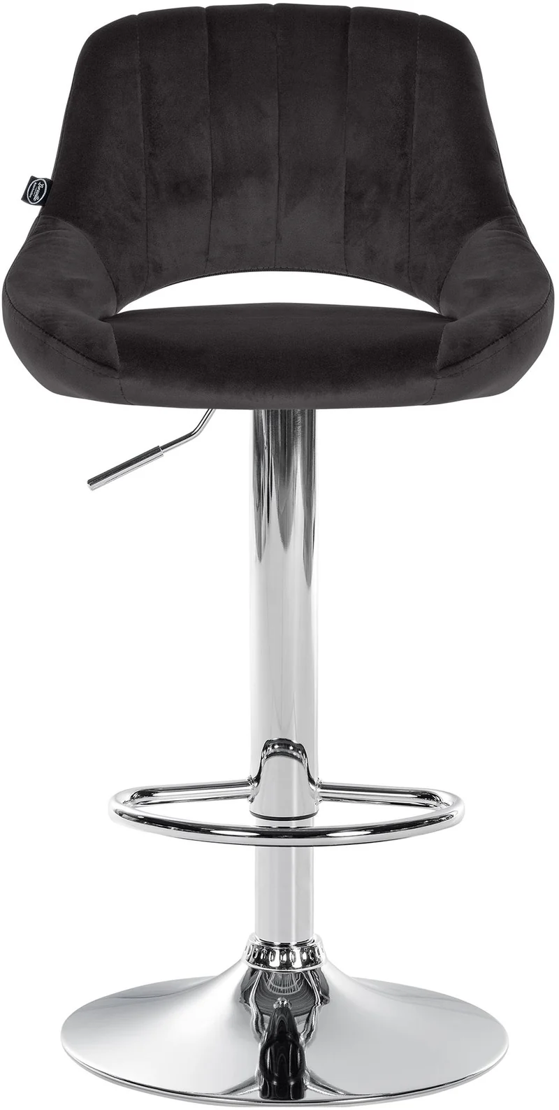 Tabouret de bar x1 avec repose-pieds pivotant et réglable en velours noir et métal 10_0005216