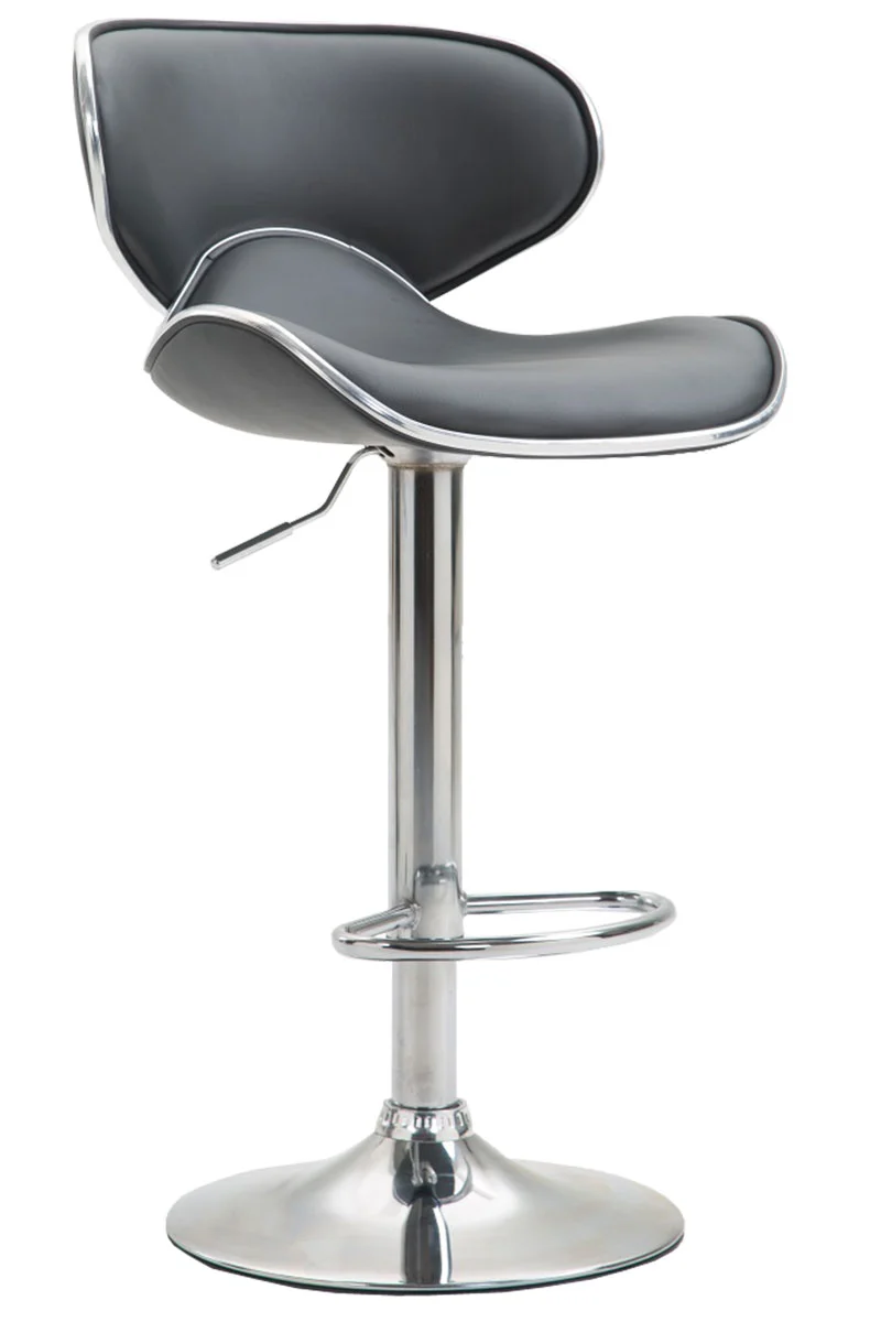 Tabouret de bar chaise de bar hauteur réglable avec repose pieds en synthétique gris et métal 10_0000114