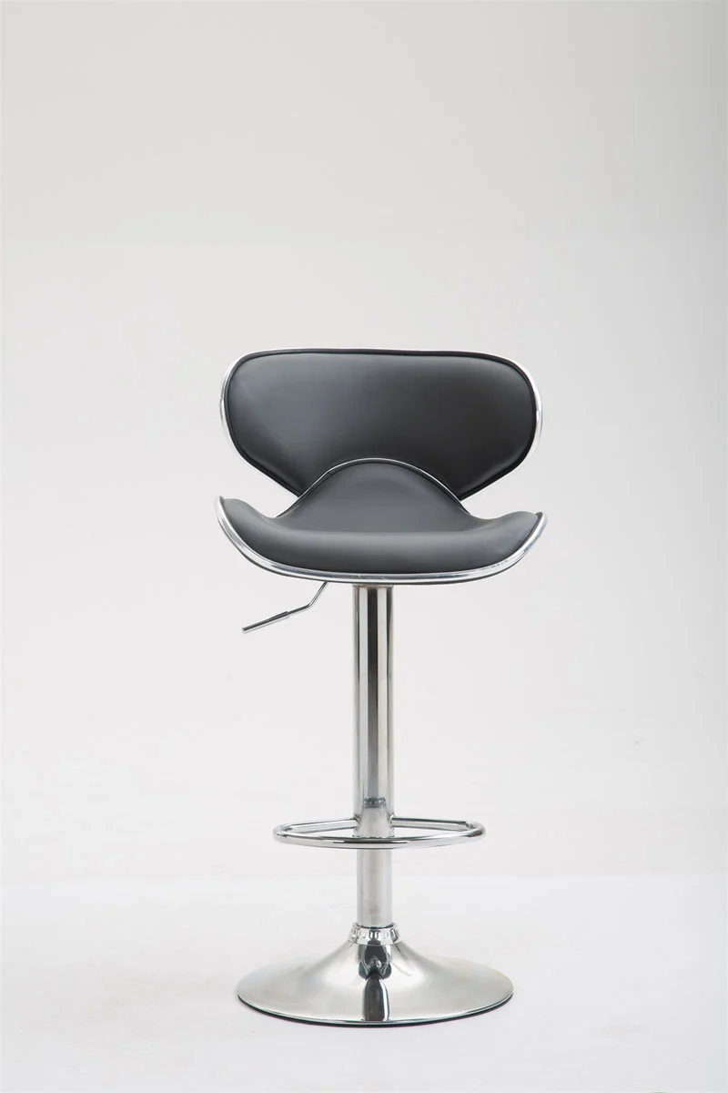 Tabouret de bar chaise de bar hauteur réglable avec repose pieds en synthétique gris et métal 10_0000114