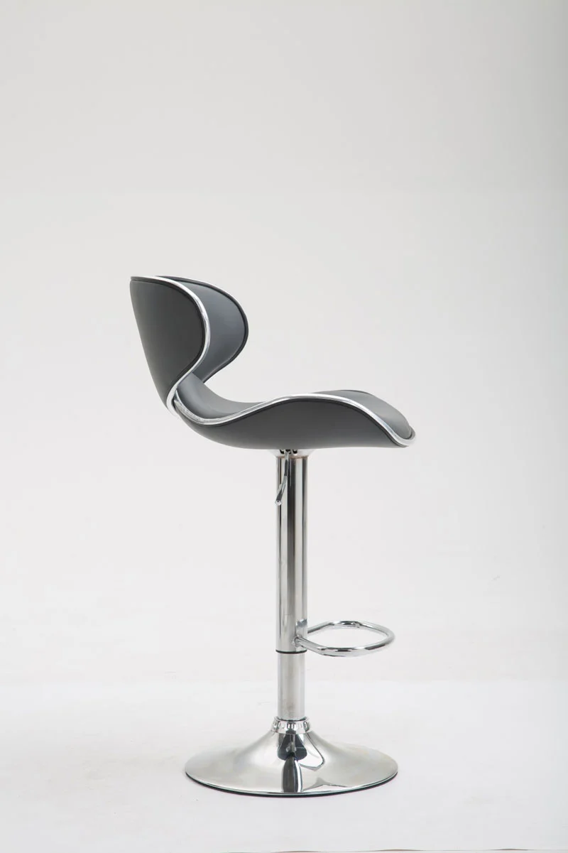 Tabouret de bar chaise de bar hauteur réglable avec repose pieds en synthétique gris et métal 10_0000114