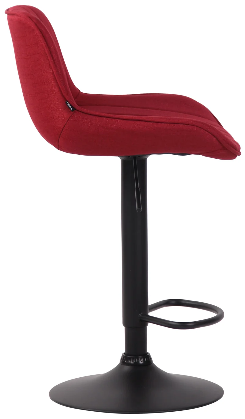 Tabouret de bar chaise haute x1 en tissu rouge coutures verticales support en métal noir 10_0005118
