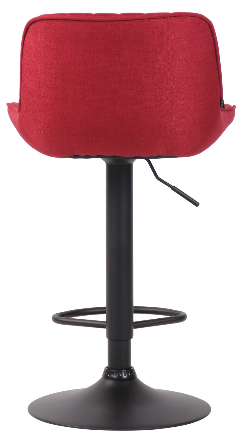 Tabouret de bar chaise haute x1 en tissu rouge coutures verticales support en métal noir 10_0005118