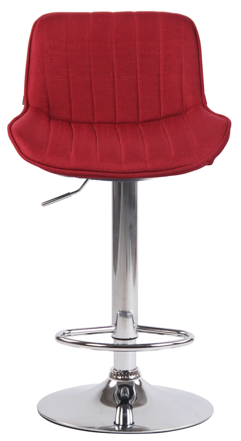 Tabouret de bar chaise haute x1 en tissu rouge coutures verticales support en métal chromé 10_0005116