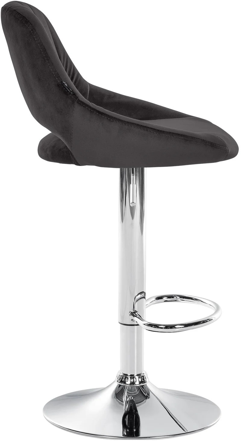 Lot de 2 tabourets de bar avec repose-pieds en forme d'arc assise en tissu noir cadre en métal TDB10760