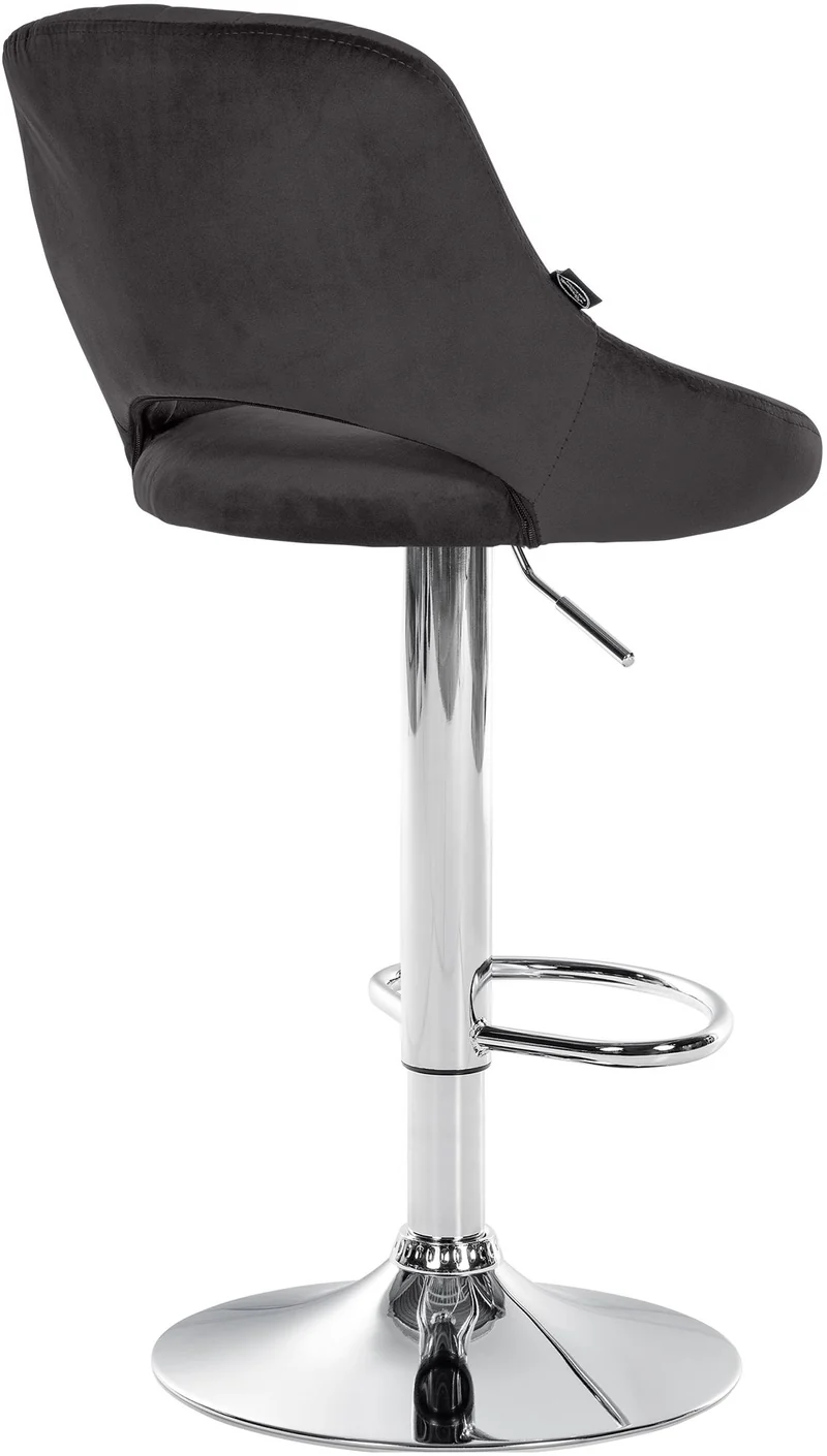 Lot de 2 tabourets de bar avec repose-pieds en forme d'arc assise en tissu noir cadre en métal TDB10760