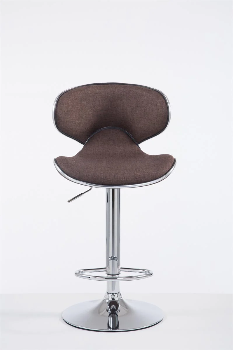 Tabouret de bar x1 pivotant design moderne en tissu marron support en métal chromé 10_0005077
