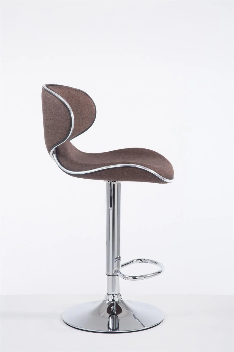 Tabouret de bar x1 pivotant design moderne en tissu marron support en métal chromé 10_0005077