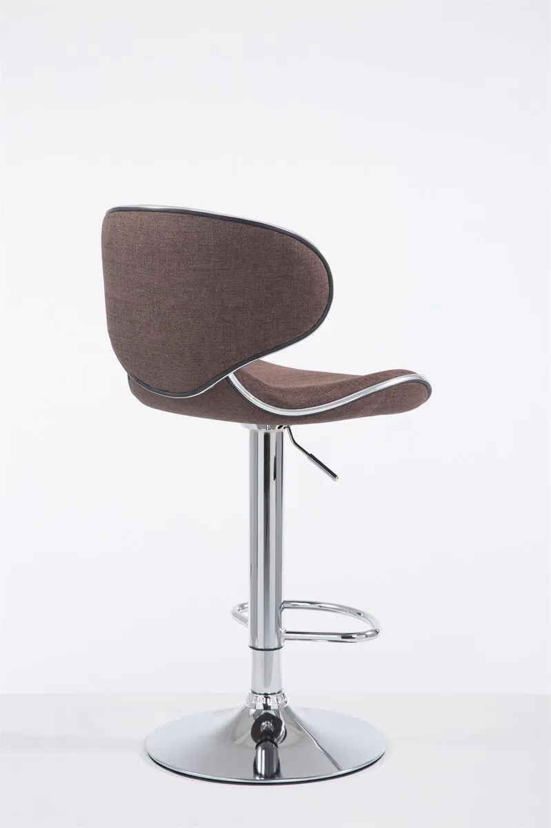 Tabouret de bar x1 pivotant design moderne en tissu marron support en métal chromé 10_0005077