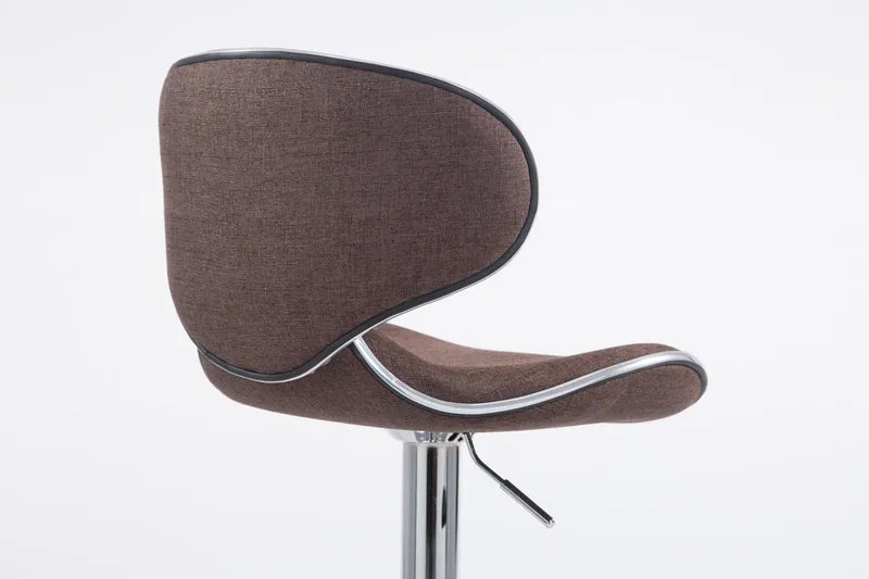 Tabouret de bar x1 pivotant design moderne en tissu marron support en métal chromé 10_0005077