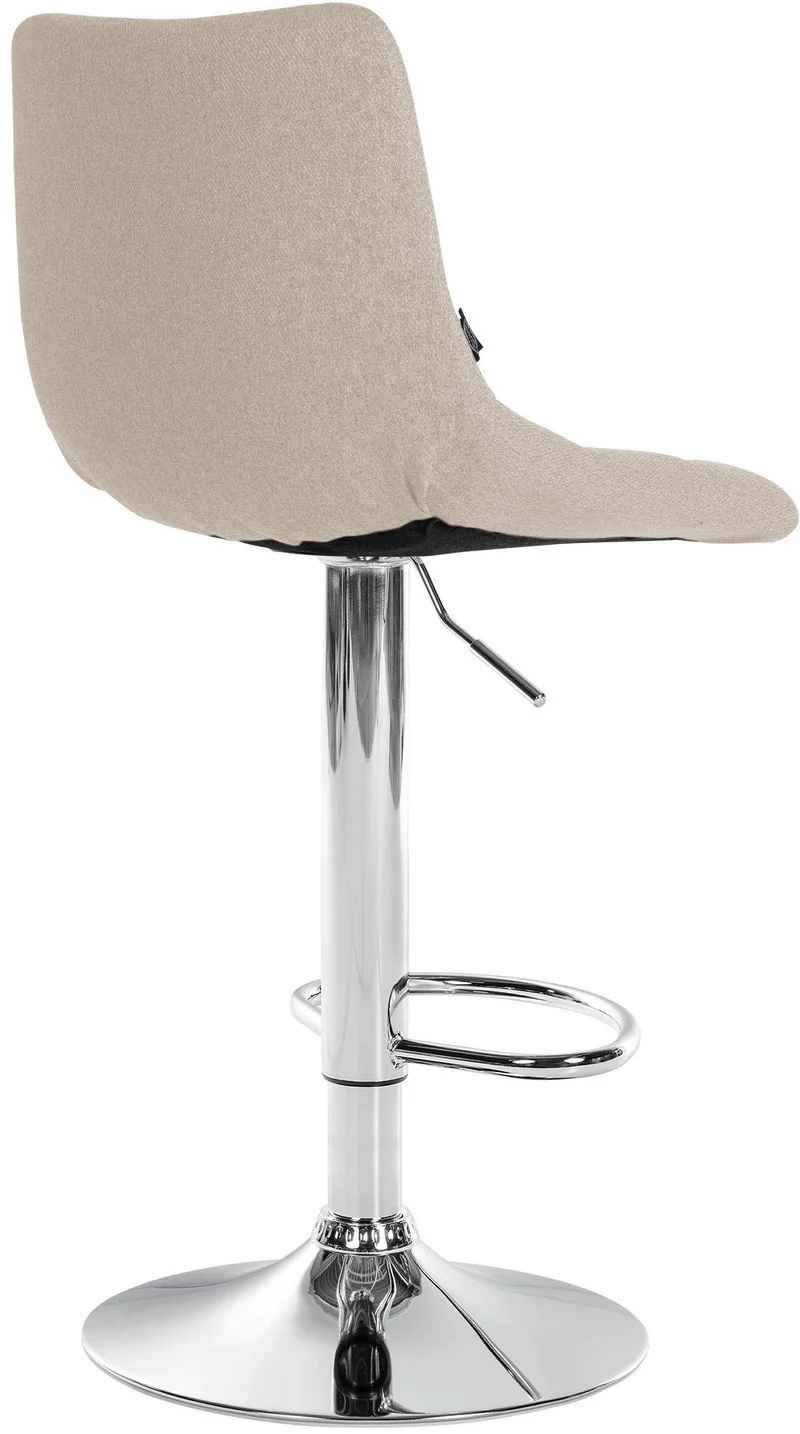 Lot de 2 tabourets de bar en tissu crème base métal chromé réglable en hauteur et repose-pieds TDB10620