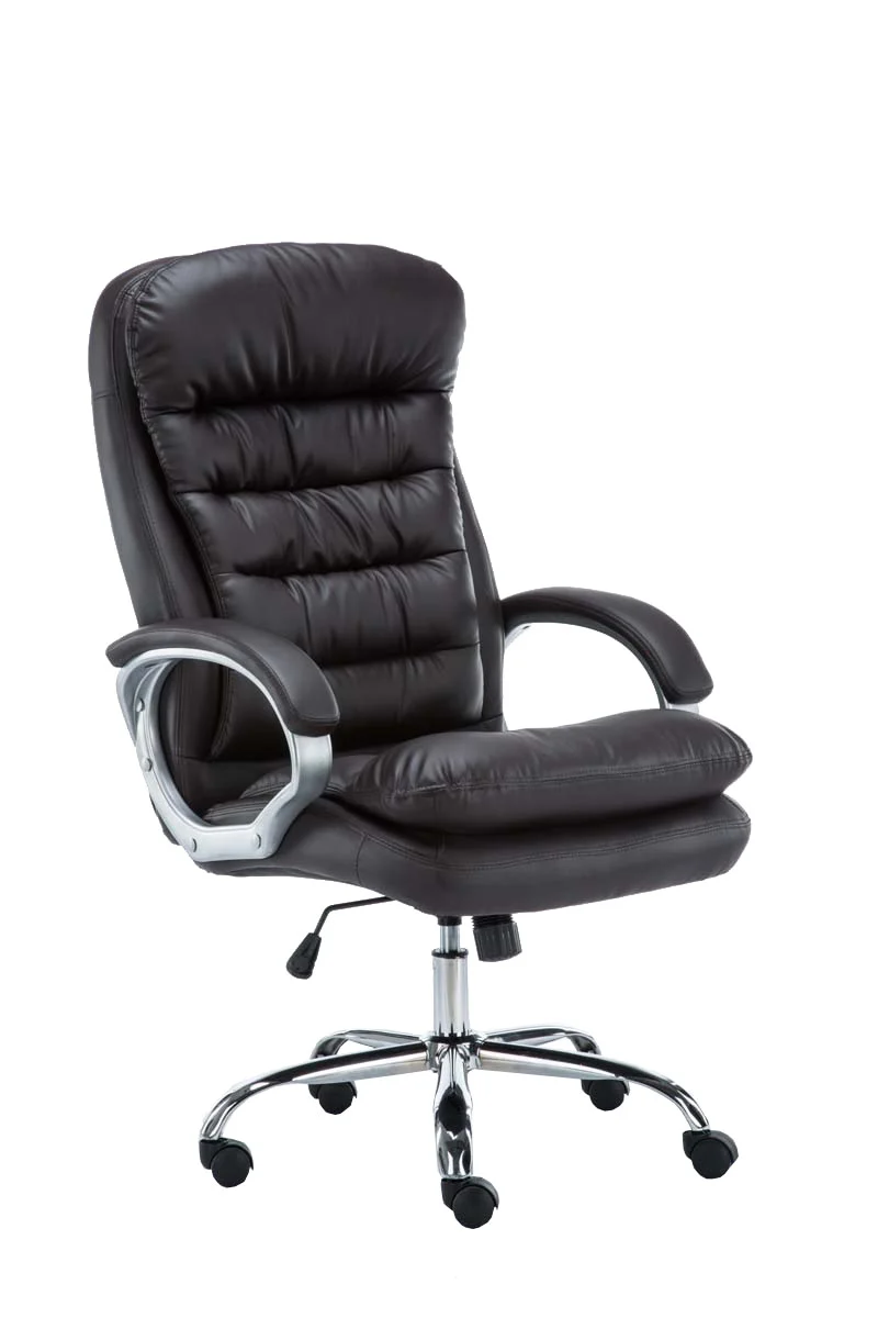 Fauteuil de bureau sur roulettes mécanisme de bascule intégré charge maximale 235 kg en similicuir marron cadre métal 10_0007082