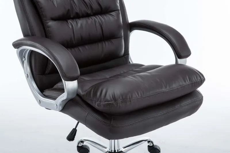 Fauteuil de bureau sur roulettes mécanisme de bascule intégré charge maximale 235 kg en similicuir marron cadre métal 10_0007082
