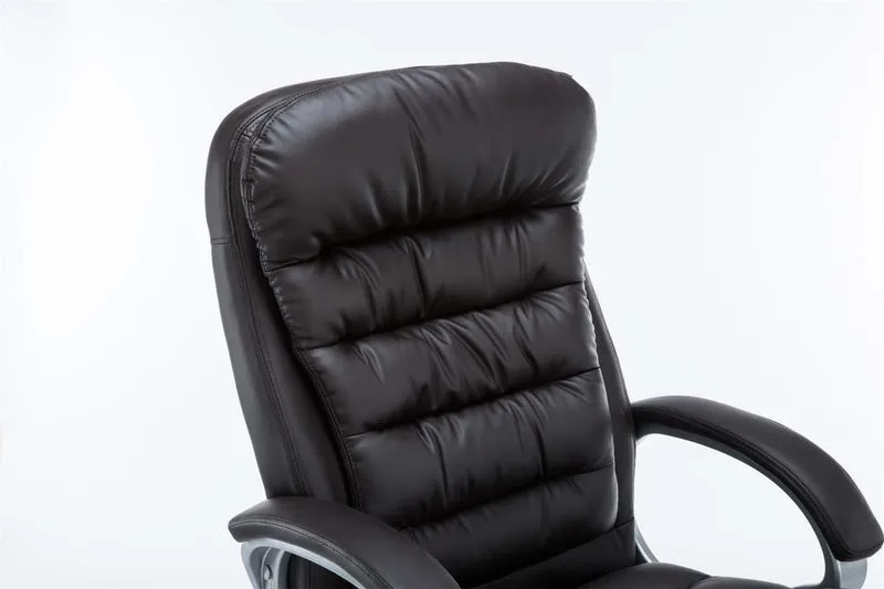 Fauteuil de bureau sur roulettes mécanisme de bascule intégré charge maximale 235 kg en similicuir marron cadre métal 10_0007082