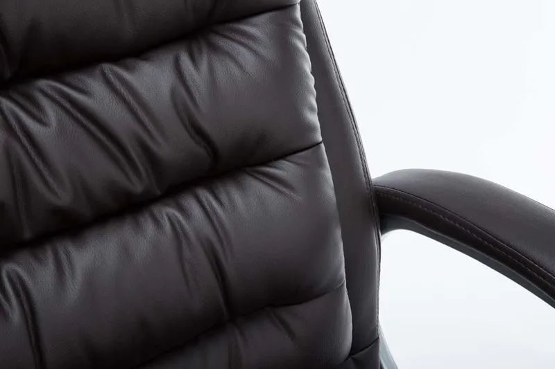 Fauteuil de bureau sur roulettes mécanisme de bascule intégré charge maximale 235 kg en similicuir marron cadre métal 10_0007082