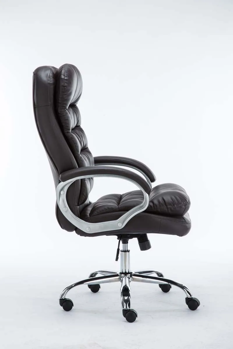 Fauteuil de bureau sur roulettes mécanisme de bascule intégré charge maximale 235 kg en similicuir marron cadre métal 10_0007082