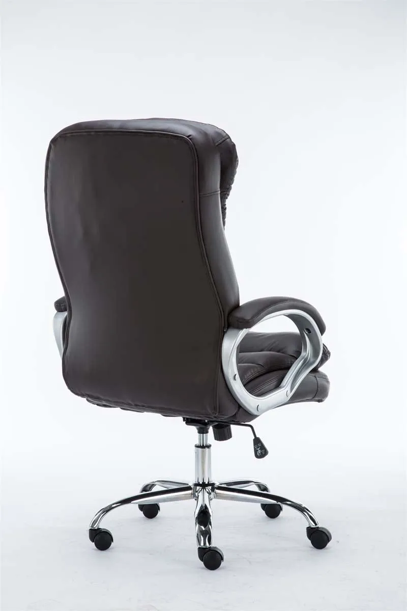 Fauteuil de bureau sur roulettes mécanisme de bascule intégré charge maximale 235 kg en similicuir marron cadre métal 10_0007082