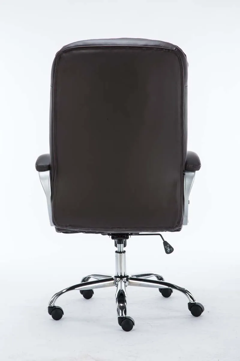 Fauteuil de bureau sur roulettes mécanisme de bascule intégré charge maximale 235 kg en similicuir marron cadre métal 10_0007082