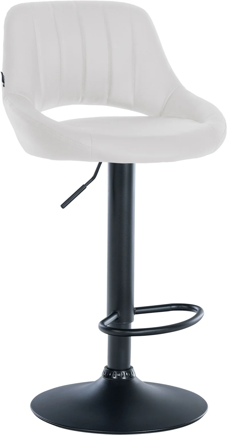 Tabouret de bar chaise haute x1 réglables en PVC blanc dossier ajouré et pied métal noir 10_0006101