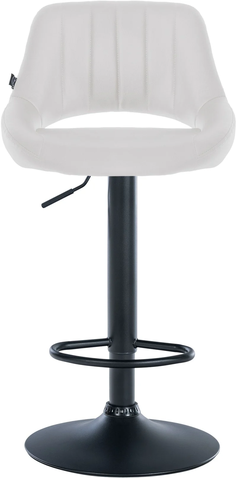 Tabouret de bar chaise haute x1 réglables en PVC blanc dossier ajouré et pied métal noir 10_0006101