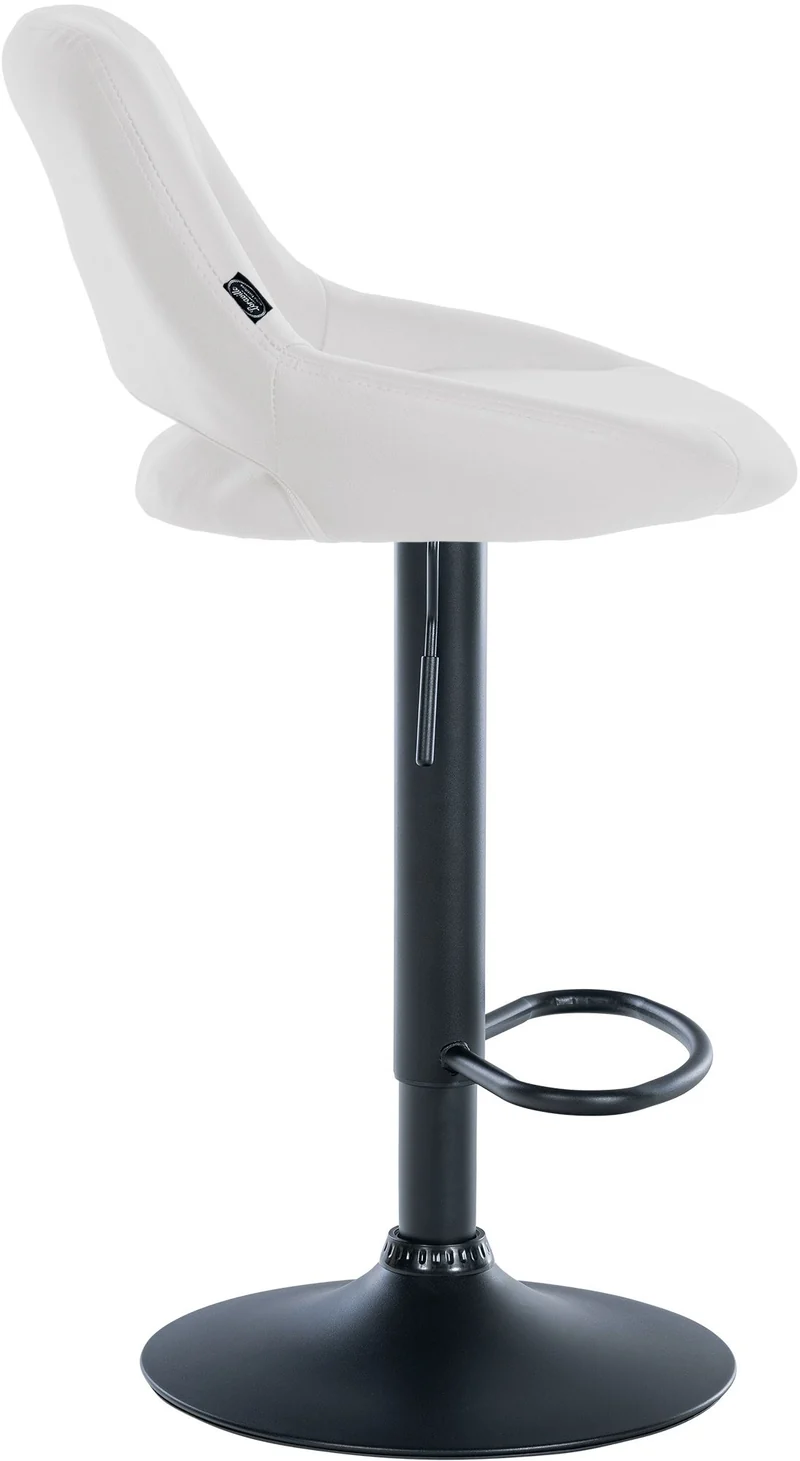 Tabouret de bar chaise haute x1 réglables en PVC blanc dossier ajouré et pied métal noir 10_0006101