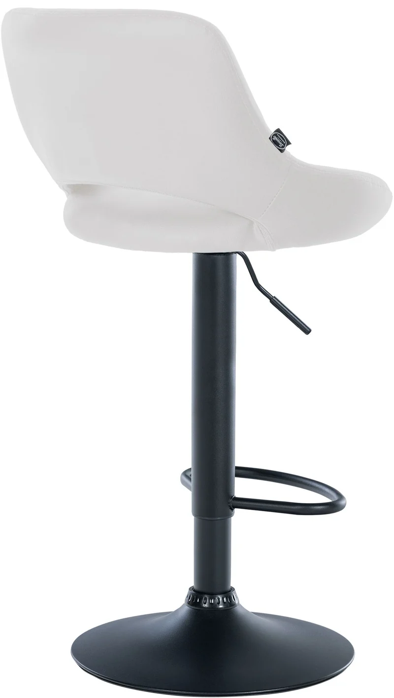 Tabouret de bar chaise haute x1 réglables en PVC blanc dossier ajouré et pied métal noir 10_0006101