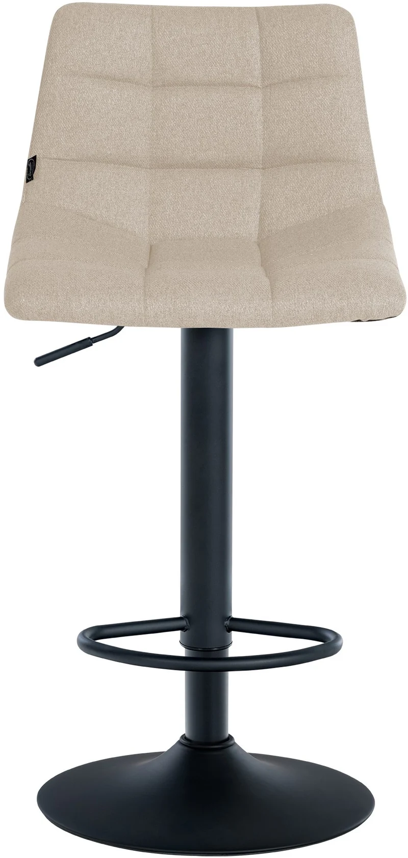 Tabouret de bar x1 moderne en tissu crème motif matelassé piètement trompette métal noir 10_0005958