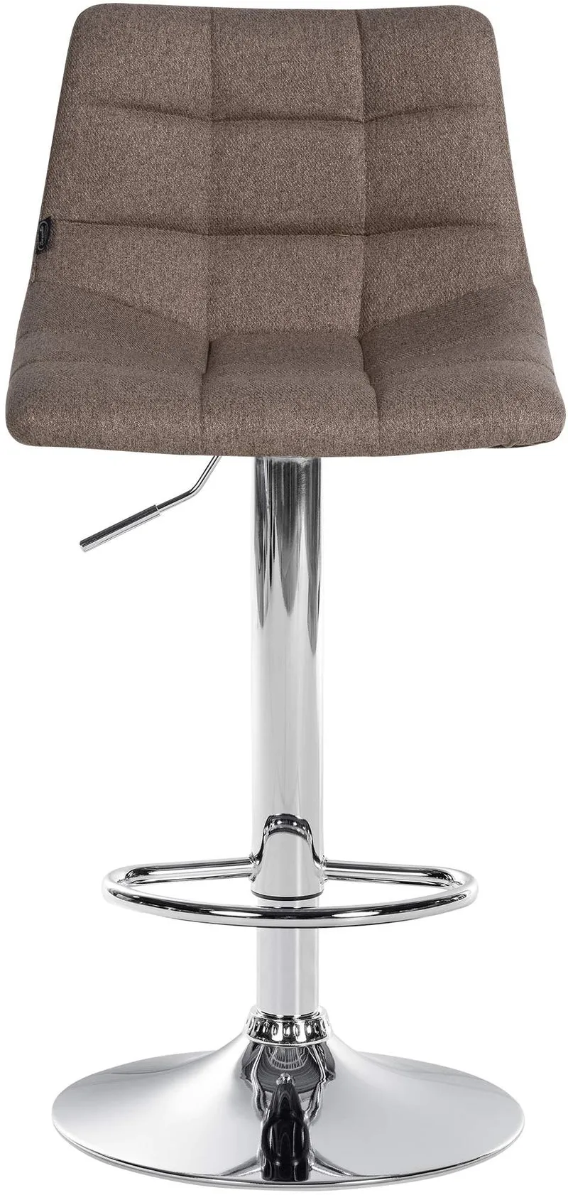 Tabouret de bar x1 moderne en tissu taupe motif matelassé piètement trompette métal chromé 10_0005654
