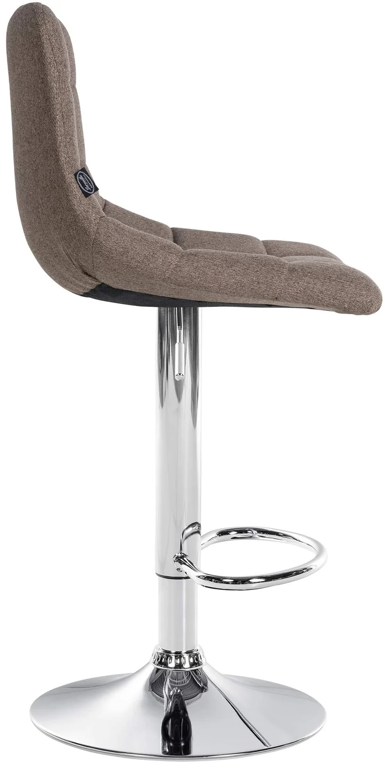 Tabouret de bar x1 moderne en tissu taupe motif matelassé piètement trompette métal chromé 10_0005654