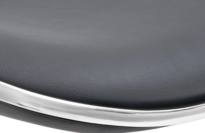 Tabouret de bar x1 assise ergonomique en PVC gris pied en trompette en métal aspect chromé 10_0005381