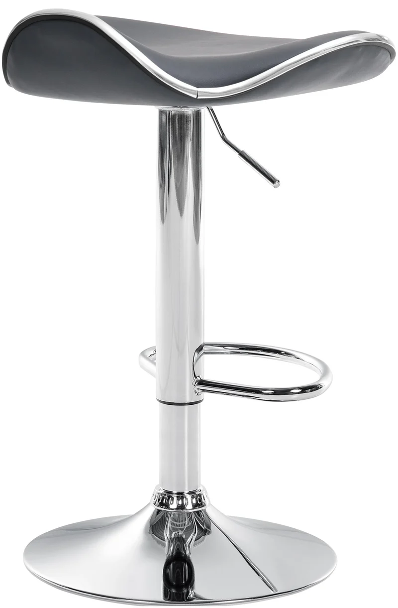Tabouret de bar x1 assise ergonomique en PVC gris pied en trompette en métal aspect chromé 10_0005381