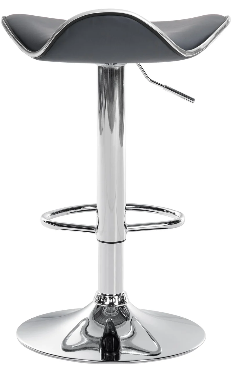 Tabouret de bar x1 assise ergonomique en PVC gris pied en trompette en métal aspect chromé 10_0005381
