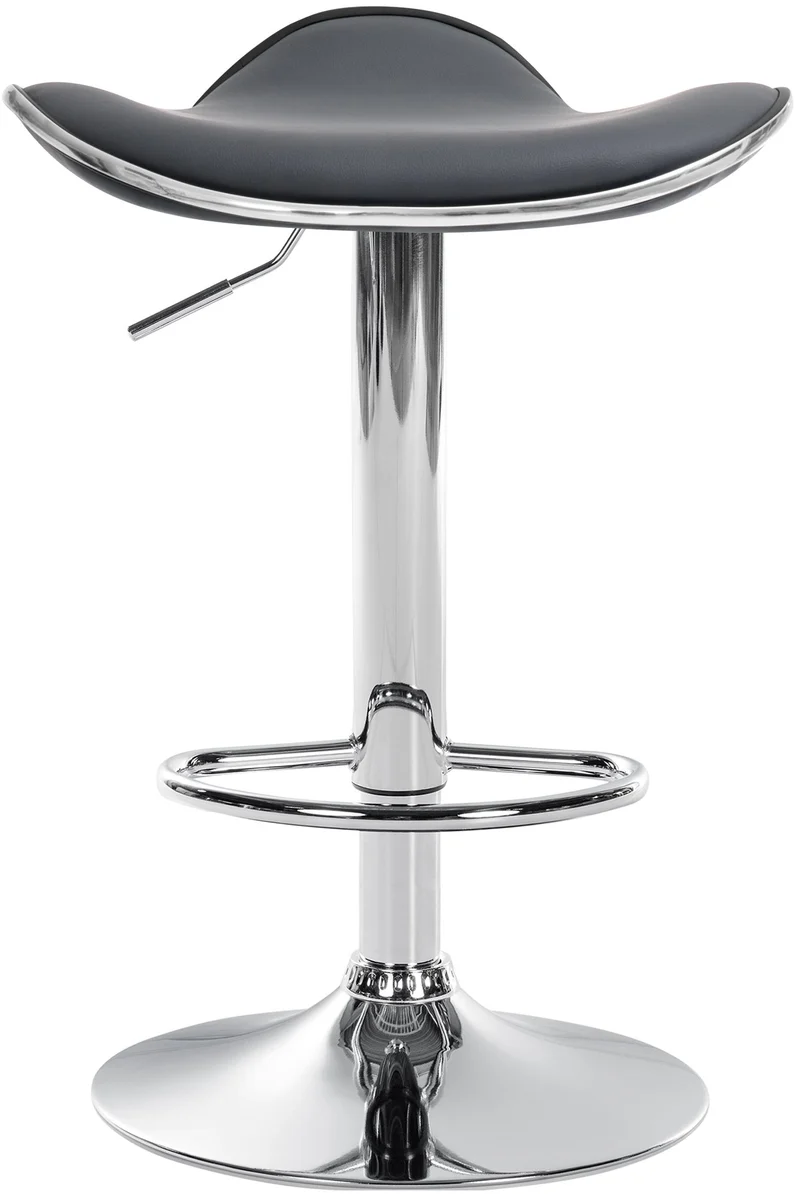 Tabouret de bar x1 assise ergonomique en PVC gris pied en trompette en métal aspect chromé 10_0005381