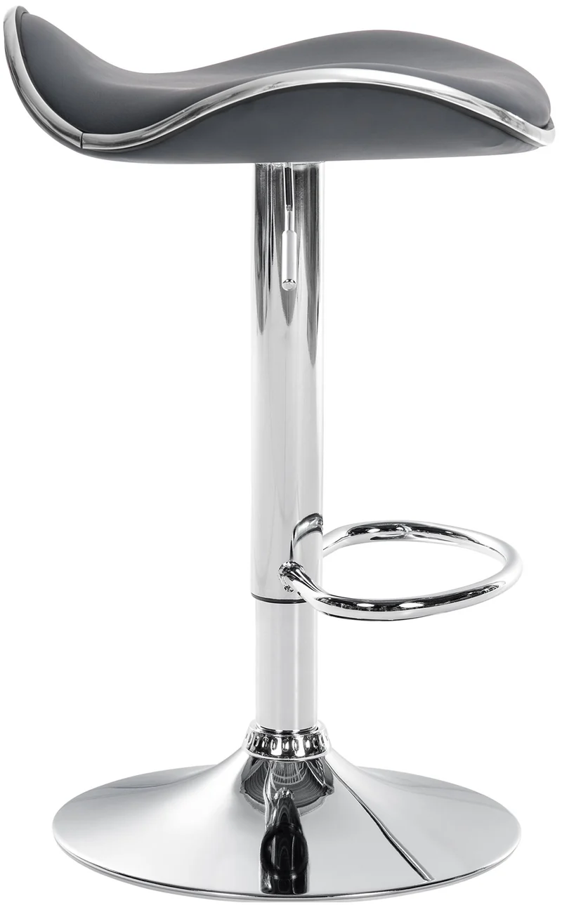 Tabouret de bar x1 assise ergonomique en PVC gris pied en trompette en métal aspect chromé 10_0005381