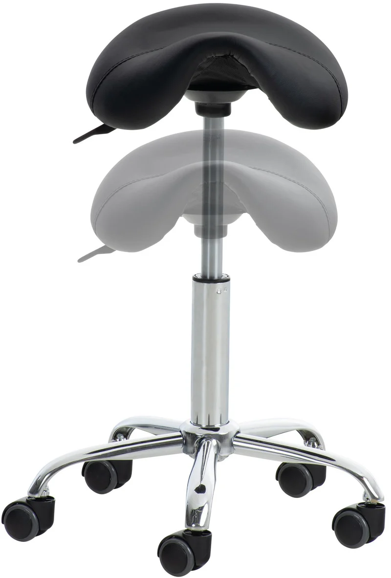 Lot de 2 tabourets de travail cabinets médicaux les salons de beauté en métal chromé assise en PVC noir 10_0002348
